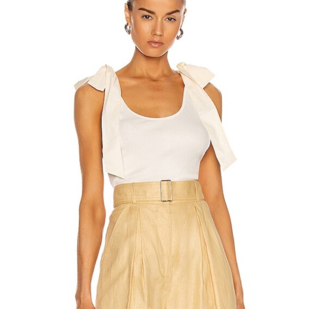 Ulla Johnson Bailey Tank Ribbon Tie Detail Tank in Ivory